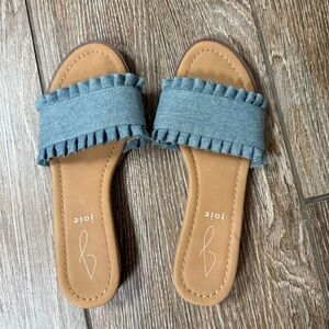 Joie Eidel Ruffled Denim Slide